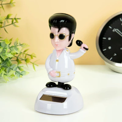 Afbeelding van Out of the Blue Solar bewegend figuur Elvis King Rock n Roll wit kunststof 11 cm Fopartikelen