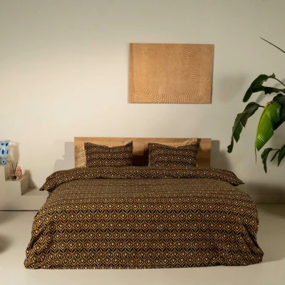 Afbeelding van Kayori Yra flanel dekbedovertrek 1 persoons (140x200/220 cm + sloop) Goud