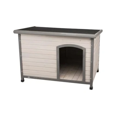 Afbeelding van Maat M L: B 104 x T 68 H 72 cm, grijs Trixie Natura Plat Dak Hondenhok Classic