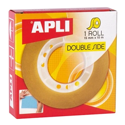 Afbeelding van APLI 11505 Dubbelzijdig plakband 15 mm x 10 m