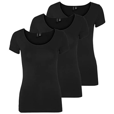 Afbeelding van VERO MODA Dames Vmmaxi My Ss Soft U Neck Noos T shirt, zwart (3 x zwart)., L