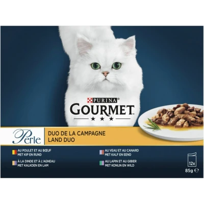 Afbeelding van Gourmet Perle Land Duo Kattenvoer Kip Kalf Kalkoen 12x85 g