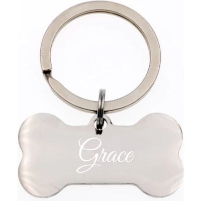 Afbeelding van Sleutelhanger Hondenbot Met Naam Gravering Grace