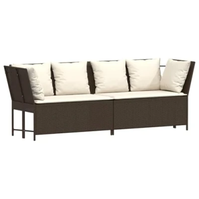 Afbeelding van vidaXL Tuinbank met kussens poly rattan bruin