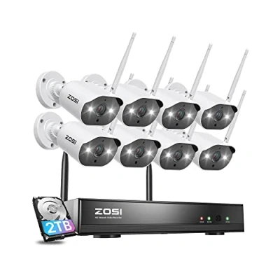 Afbeelding van ZOSI 2K Bewakingscamera Set Buiten WLAN, 8x 3MP WiFi IP Camera met Spotlight, Kleuren Nachtzicht, 2 Weg Audio, 8CH 2TB HDD NVR voor 24/7 Opname