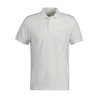 Afbeelding van GANT REG Tonal Shield Rugger Poloshirt, Heren, Maat: Small, Eggshell