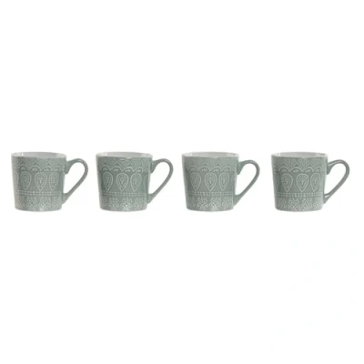 Afbeelding van Set van 4 mokken Home ESPRIT Groen Keramiek 360 ml 9,5 x 13 9,2 cm Mandala