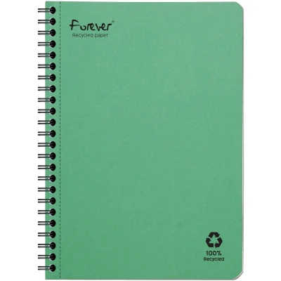 Afbeelding van Clairefontaine FOREVER spiraalschrift, gerecycleerd, A5, 90g, 120 bladzijden, gelijnd, groen spiraalschrift