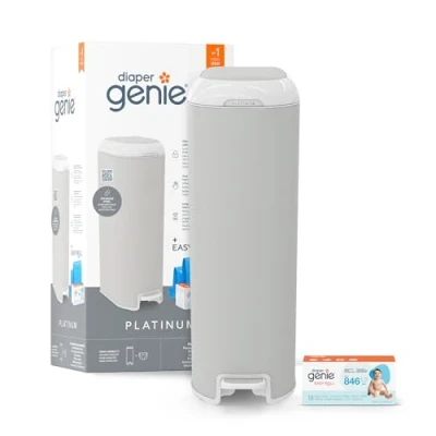 Afbeelding van Diaper Genie Platinum luieremmer grijs met 1 Easy Roll navulling 18 zakken