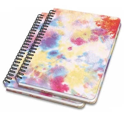 Afbeelding van SIGEL JN608 Notitieboek, spiraalbinding, basic, 16,2 x 21,5 cm, gestippeld, hardcover, batik, geel/oranje/roze/blauw, 2 stuks