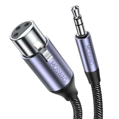 Afbeelding van MOSWAG 3.5mm Mannelijk naar XLR Vrouwelijke, Professionele Kabel, Microfoon Kabel voor Microfoons, Versterkers, Hifi Mengpaneel, Opnamestudio, 3 Pin Gebalanceerde, 1M