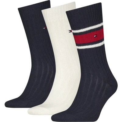 Afbeelding van Tommy Hilfiger heren Sokken met logo in 3 pack de kleur Donkerblauw, maat: 43/46