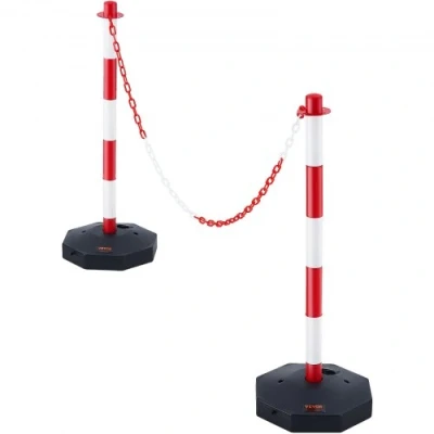 Afbeelding van VEVOR verkeerskegels verkeerskegelpalen 2 stuks 285 x mm basis waarschuwingskegel verkeerskegel waarschuwingsverkeerskegel met ketting, geleidepaal kegel wegversperringspaal rood &amp; wit water en zandinjectie