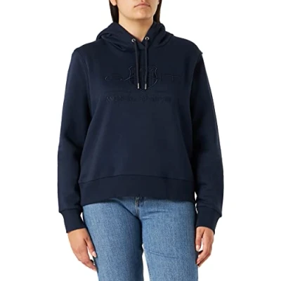 Afbeelding van GANT Tonal Shield Hoodie Hoodie, Dames, Maat: Large, Evening blue