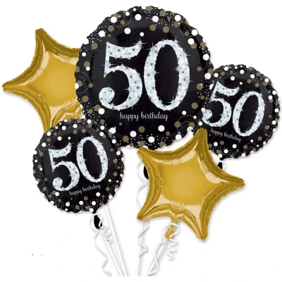 Afbeelding van 50 jaar Ballonnen Boeket Sparkling 5 delig