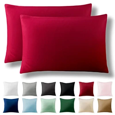 Afbeelding van Alreya Renforcé set van 2 kussenslopen 40 x 60 cm 100% katoen met YKK ritssluiting, superzachte kussensloop, kussenhoes, Oeko Tex® standaard gecertificeerd, Rood, alleen kussensloop