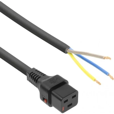 Afbeelding van ACT AK5327 Netsnoer C19 IEC Lock/Open Einde Zwart 2 meter PC1174 5 Pack