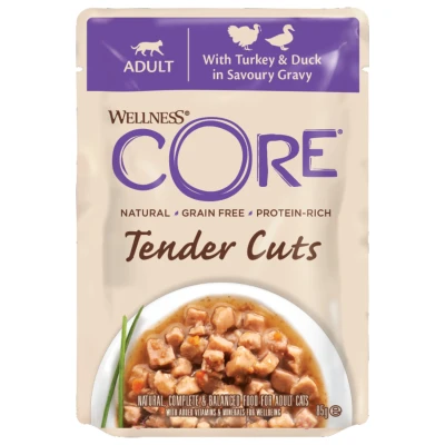 Afbeelding van 48x Wellness Core Kattenvoer Tender Cuts Kalkoen Eend 85 gr