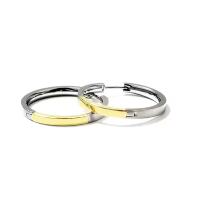 Afbeelding van Boccia 0517 02 Oorringen titanium zilver en goudkleurig 2,7 x 24 mm