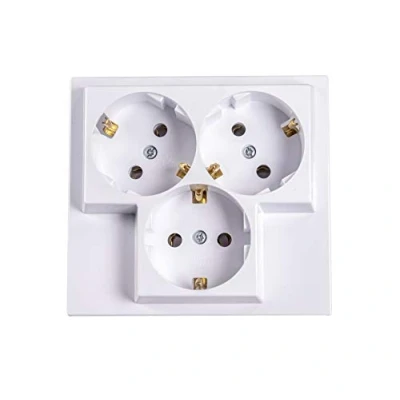 Afbeelding van Geaard stopcontact 3 voudig inbouw wit geaarde stopcontacten IP 20