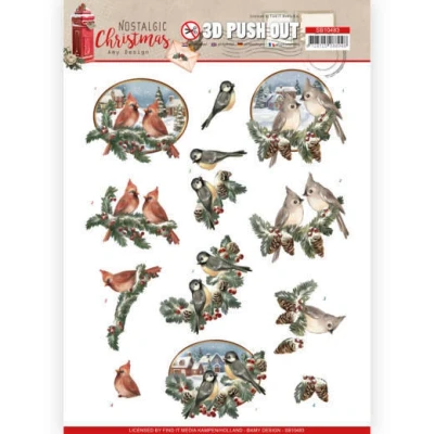 Afbeelding van Christmas Birds Nostalgic 3D Push Out by Amy Design