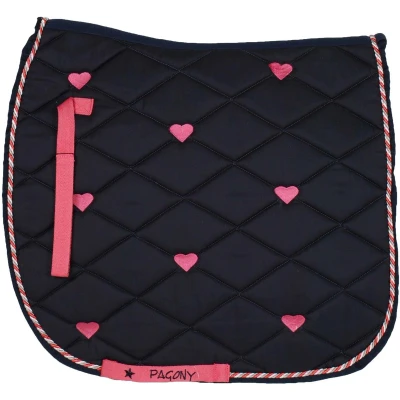 Afbeelding van Pagony zadeldek Hearts donkerblauw maat:dr full