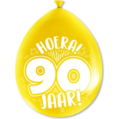 Afbeelding van Ballonnen 90 jaar party 30cm 8 stuks