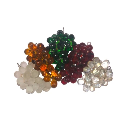 Afbeelding van Decoratie Druiventrosjes Glas Set 5 stuks Mix 5x4 cm