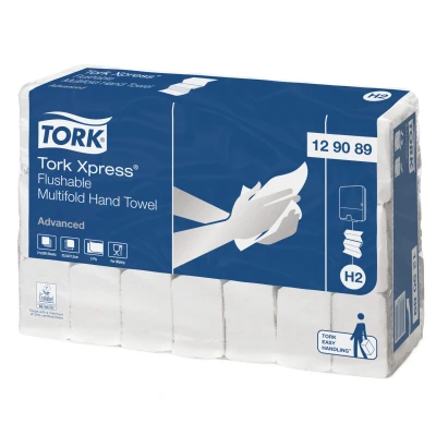 Afbeelding van Tork Xpress Doorspoelbare Multifold Handdoek 2 laags Wit H2 Advanced 129089