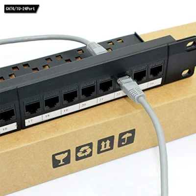 Afbeelding van Netwerkpatchpaneel, 24 poorten, 1U rack monteerbaar Cat6 Patch Panel Pro Rj45 110 netwerk patchpaneel, kabelverschil, geen roest en duurzaam (Cat5 Straight)