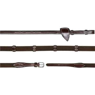 Afbeelding van Dy on 5/8 (16mm) Web Reins With 9 Loops Hunter Collection Brown Maat Cob