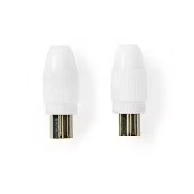 Afbeelding van IEC (Coax) Connector Male + Female Recht 2 Stuks Wit Nedis