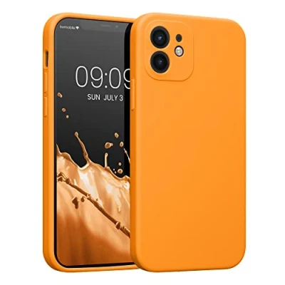 Afbeelding van kwmobile telefoonhoesje geschikt voor Apple iPhone 12 TPU backcover met siliconen coating Smartphone case in fruitig oranje