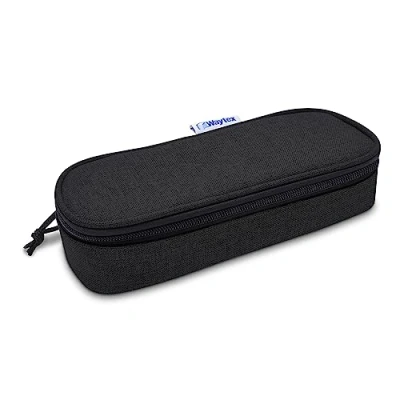 Afbeelding van Waytex 931160 Grote capaciteit, Semi stijve ovale etui met ritssluiting voor school, kantoor, opslag, cosmetica, 23 x 9 6 cm, Zwart, één maat, etui, Eén