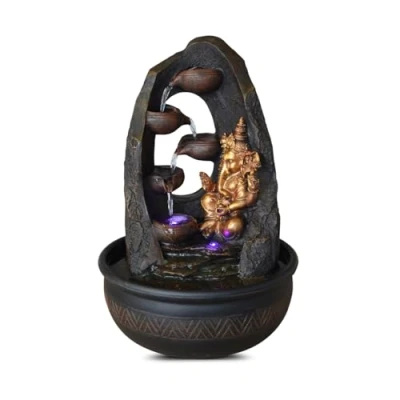 Afbeelding van Zen Light SCFR1798 Kamerfontein met pomp en LED verlichting, kunsthars, bruin, eenheidsmaat