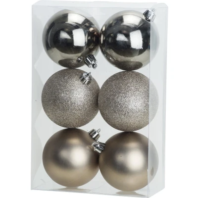 Afbeelding van Cosy &amp; Trendy Kerstballen 6x champagne mat glans glitter