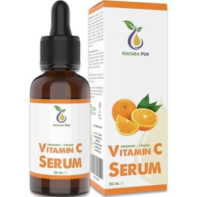 Afbeelding van Vitamine C Serum 20% met Hyaluronzuur 50ml, vegan Anti aging gel voedende druivenpitolie en aloë vera Vitamin for face with hyaluronic acid