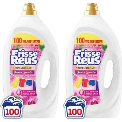 Afbeelding van 2x Witte Reus Wasmiddel Frisse Gel Orchidee 100 Wasbeurten 4,5 liter
