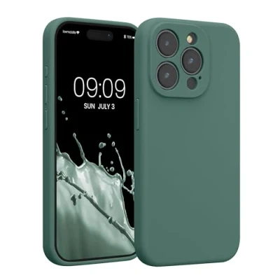 Afbeelding van kwmobile telefoonhoesje geschikt voor Apple iPhone 15 Pro TPU backcover met siliconen coating Smartphone case in dennengroen