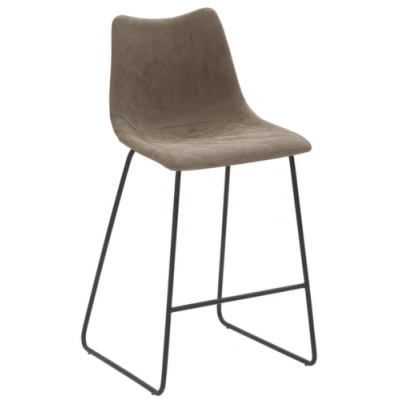 Afbeelding van barkruk zitting H 650mm kunstleer vintage modderkleurig