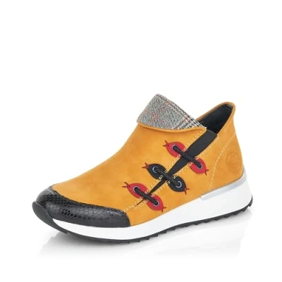 Afbeelding van Rieker Dames X8082 Mode Laarzen, Zwarte honing Rosso zwart grijs rooster 00, 39 EU