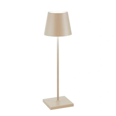 Afbeelding van Zafferano Poldina Pro Tafellamp Oplaadbare Buitenlamp Crème IP65 Spatwaterdicht Bureaulamp Snoerloos Dimbare LED Lamp Tuinlamp met Draadloos Oplaadstation 38 cm x Ø 11cm