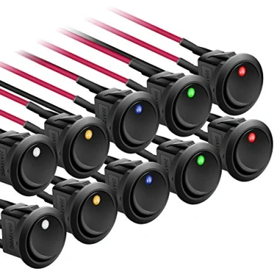 Afbeelding van APIELE 10 stuks meerkleurige tuimelschakelaar, 2 standen, aan uit met led schakelaar, DPST 3 pins 12 V 20 A knop, tuimelschakelaar voor auto, boot, huishoudelijke apparaten KCD2 102N