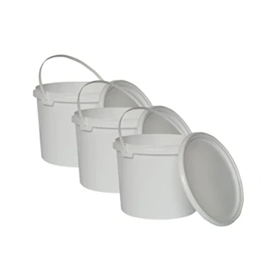 Afbeelding van Nipter kunststof emmer met deksel, wit, 5L x 3 stuks