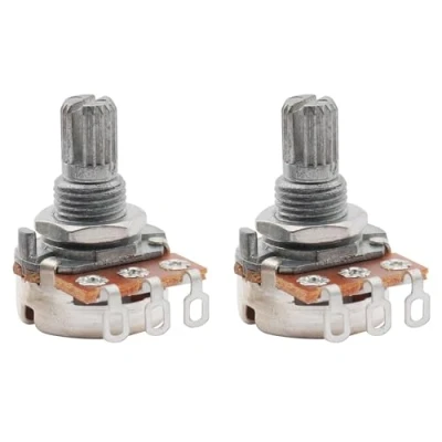 Afbeelding van Musiclily Metrisch 15mm Mini B250k Pot Split Shaft Lineaire Potmeter voor Elektrische Gitaar en Basgitaar(2 Stuks)