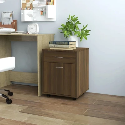 Afbeelding van Kast verrijdbaar 45x38x54 cm bewerkt hout bruineikenkleurig