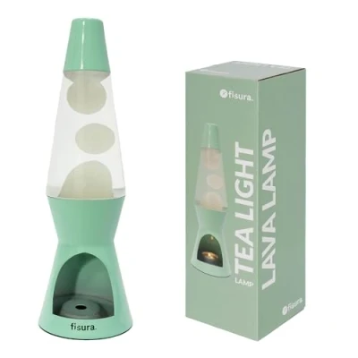 Afbeelding van Waxinelicht Lavalamp Mint Met Witte Lava van Fisura