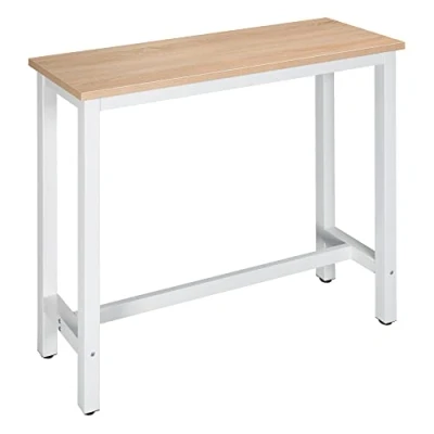 Afbeelding van WOLTU BT17hei Bartafel Bistrotafel 120x40x100cm,Eettafel met structuur in staal en tafelblad Spaanplaten,Lichteiken