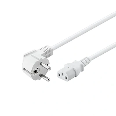 Afbeelding van Goobay 51321 Koudeapparaatkabel 5 m / C13 koudaansluiting &amp; 90 graden geaarde stekker hoekstekker/universele PC monitor stroomkabel netsnoer/wit