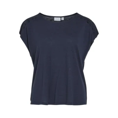 Afbeelding van Vinoel O hals S/L Lace Top, navy blazer, M